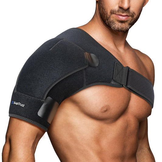 Shoulder Brace for Women and Men: Shoulder Pain Relief Rotator Cuff Support Adjustable Fit Sleeve Wrap Relief for Injuries and Tendonitis - Large/X-Large Size, Black